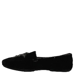 Black Suede Embellished Dress Loafers Shoes