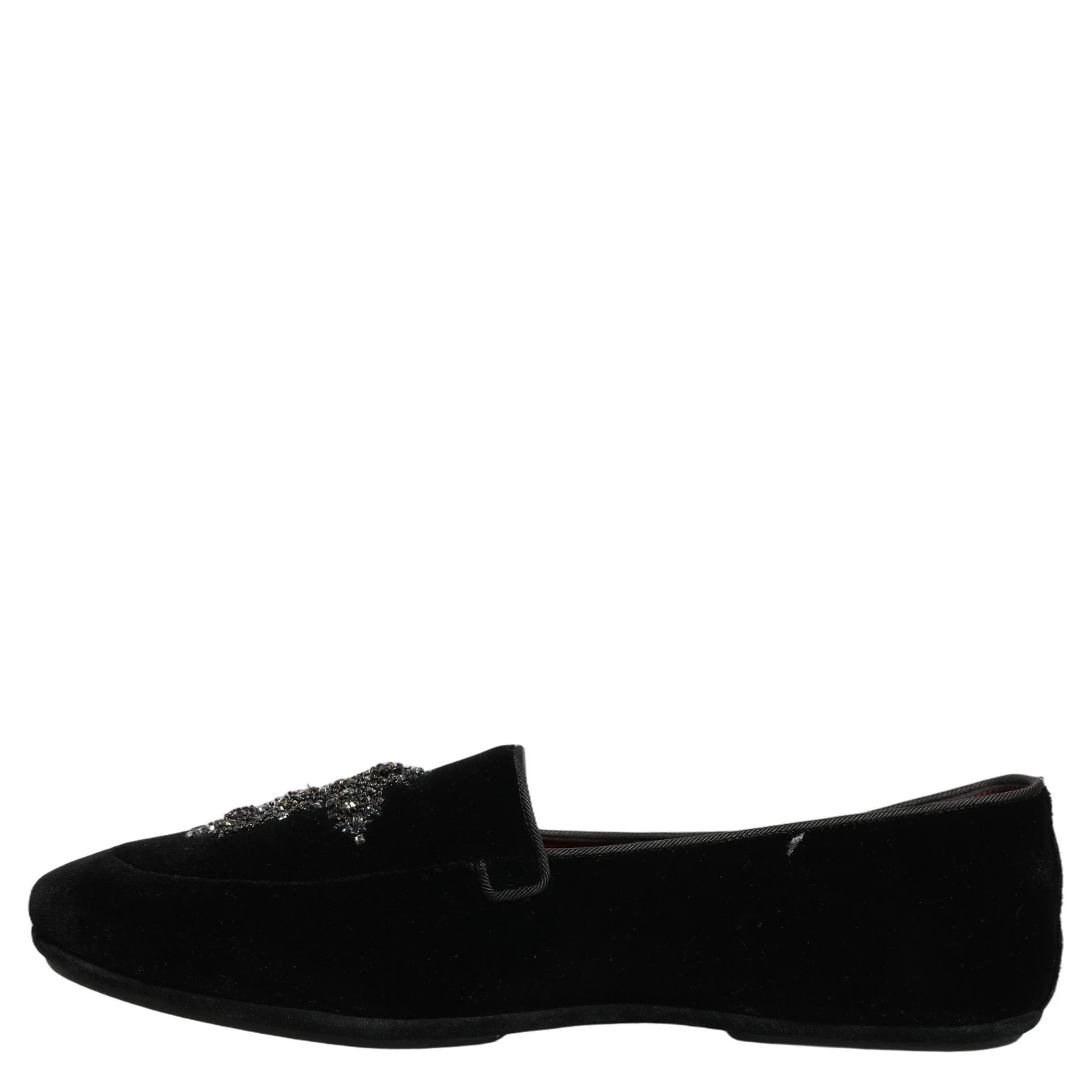 Black Suede Embellished Dress Loafers Shoes