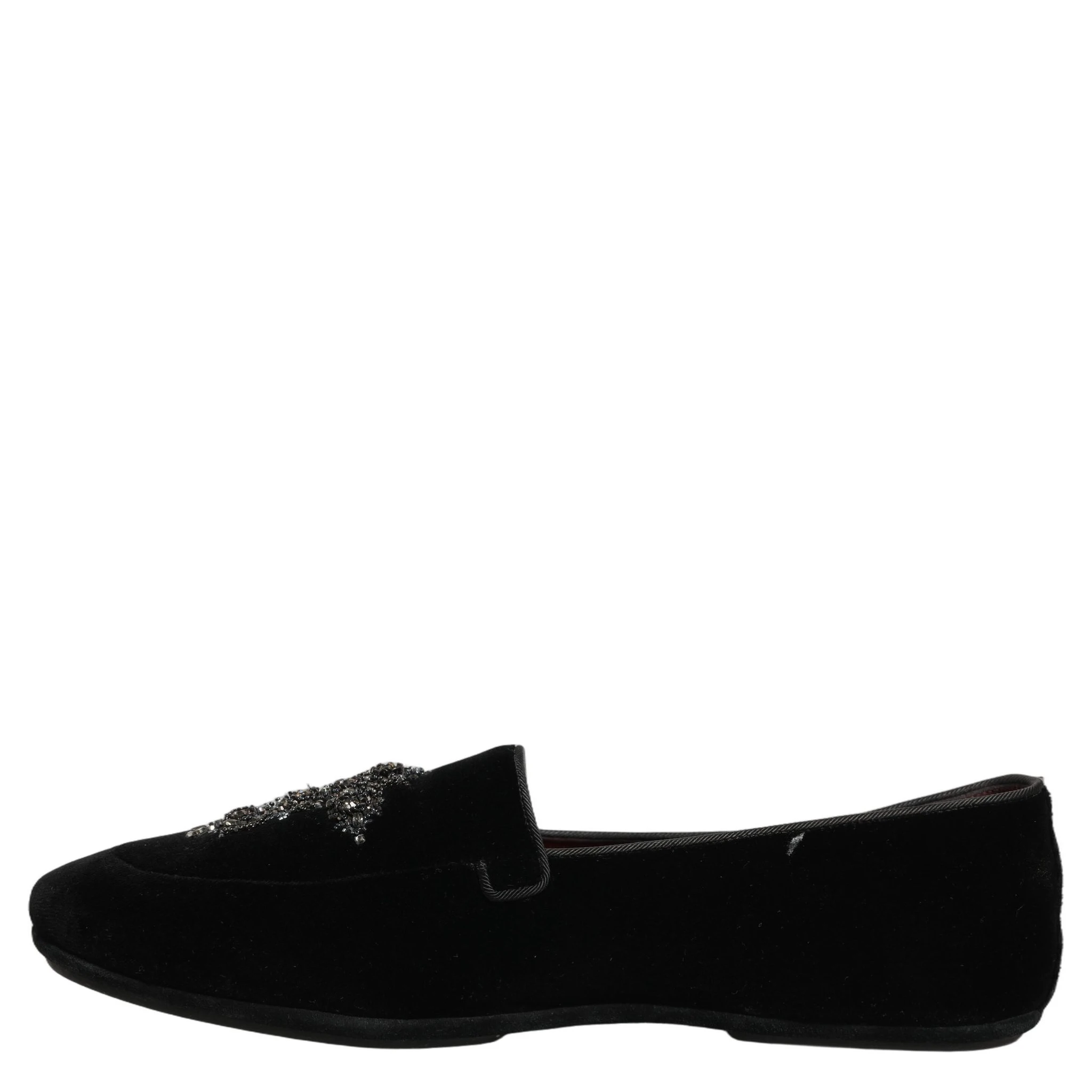 Black Suede Embellished Dress Loafers Shoes