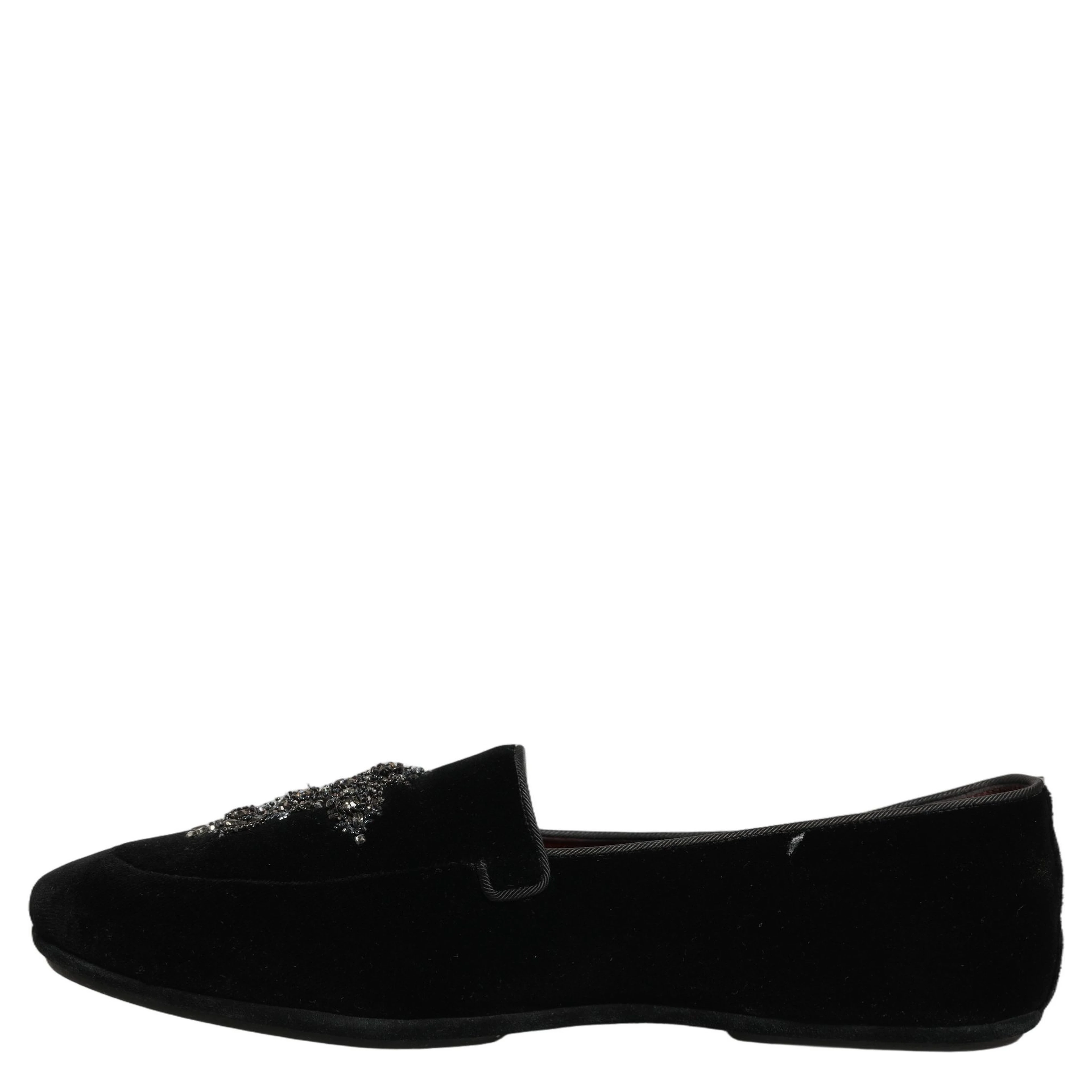 Black Suede Embellished Dress Loafers Shoes
