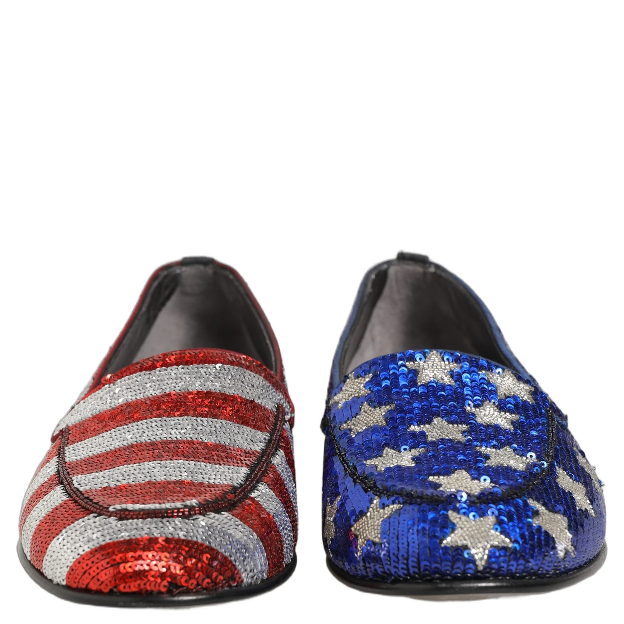 Multicolor Flag Sequin Dress Loafers Shoes
