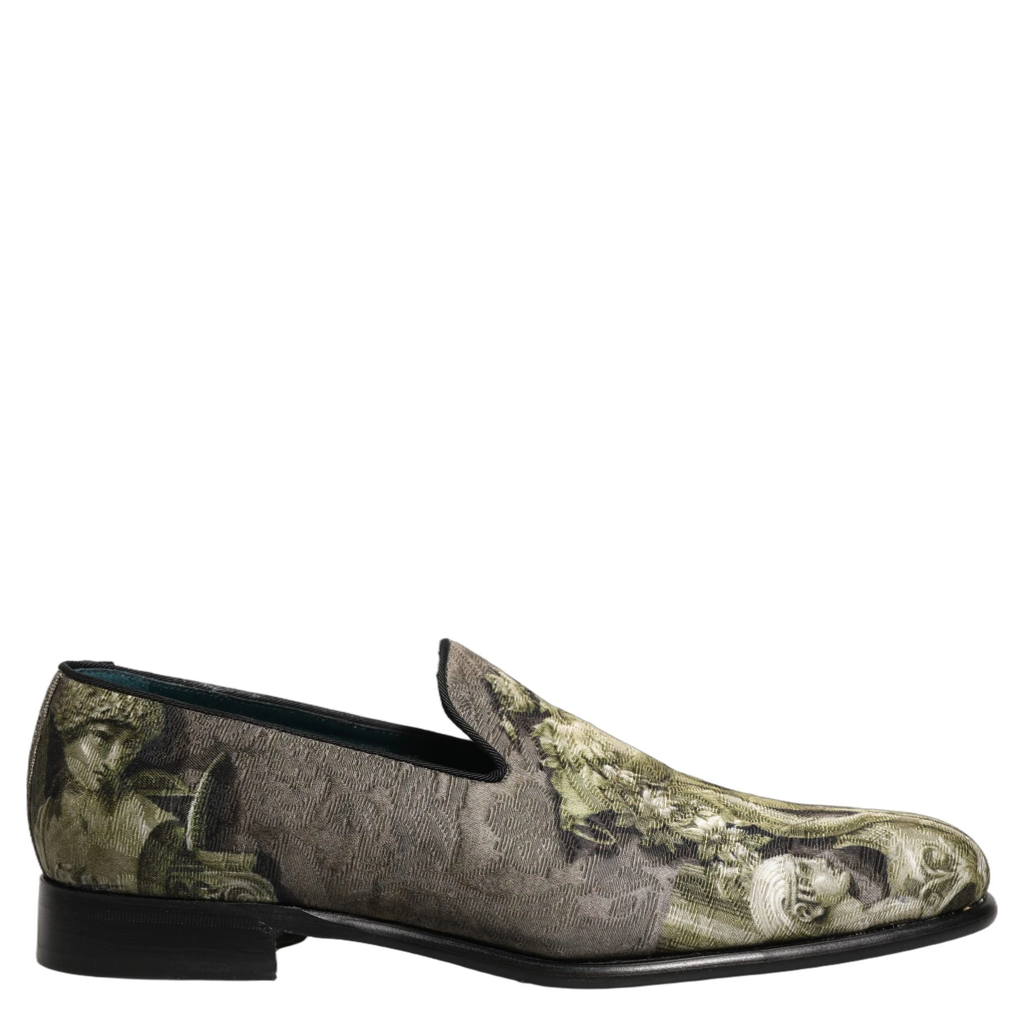 Brown Baroque Print Slip On Men Loafers Shoes