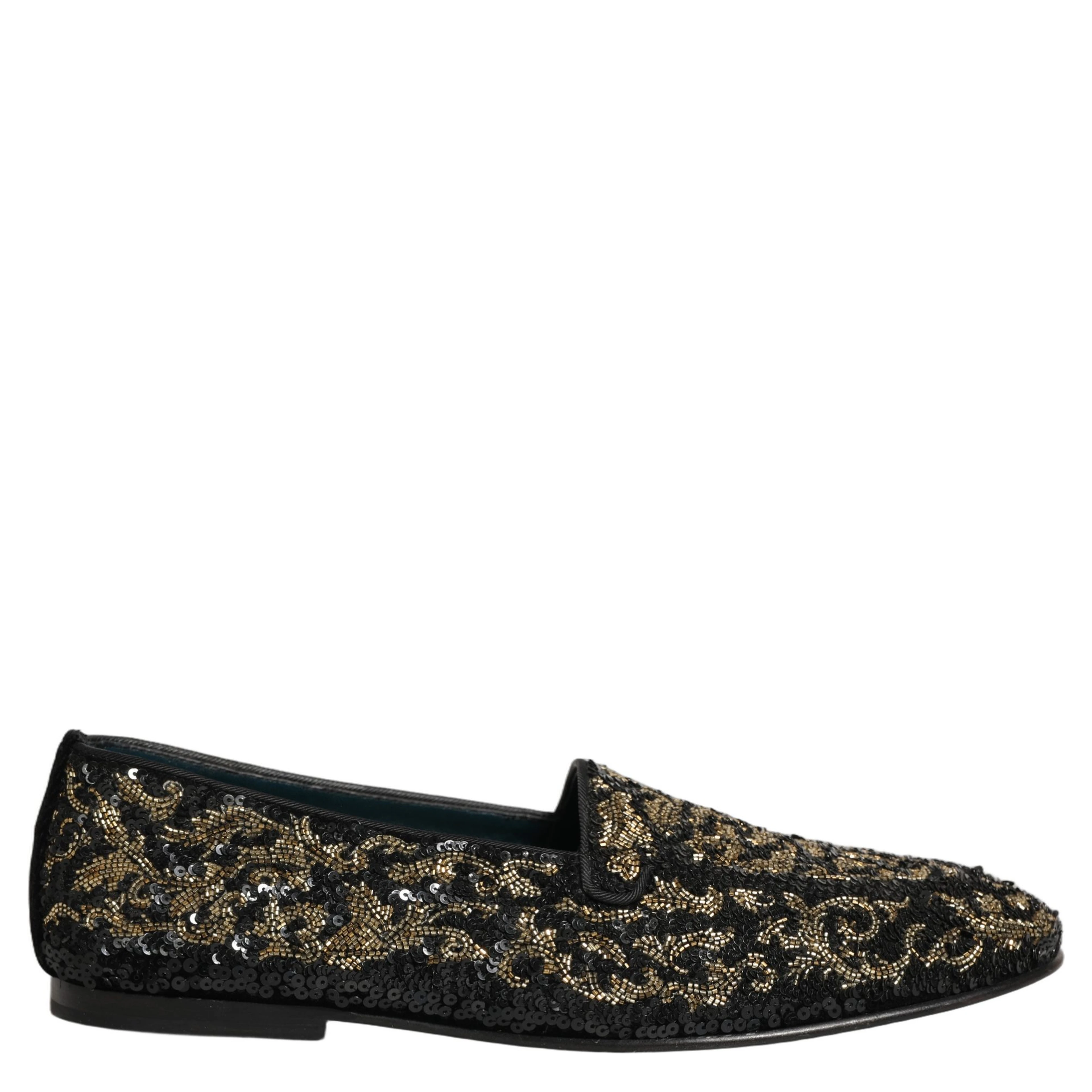 Black Gold Embellished Dress Loafers Shoes