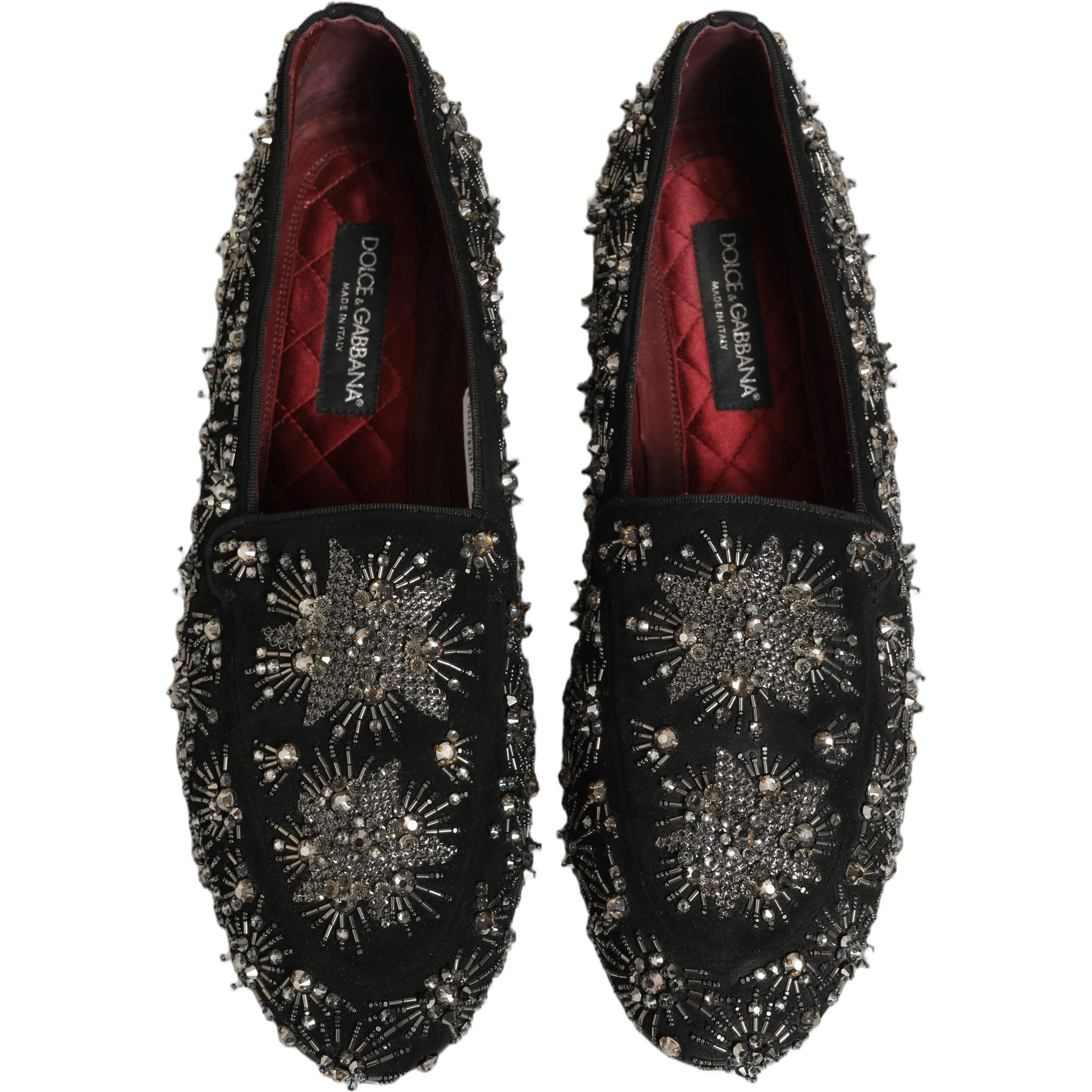 Black Crystal Embellished Dress Loafers Shoes