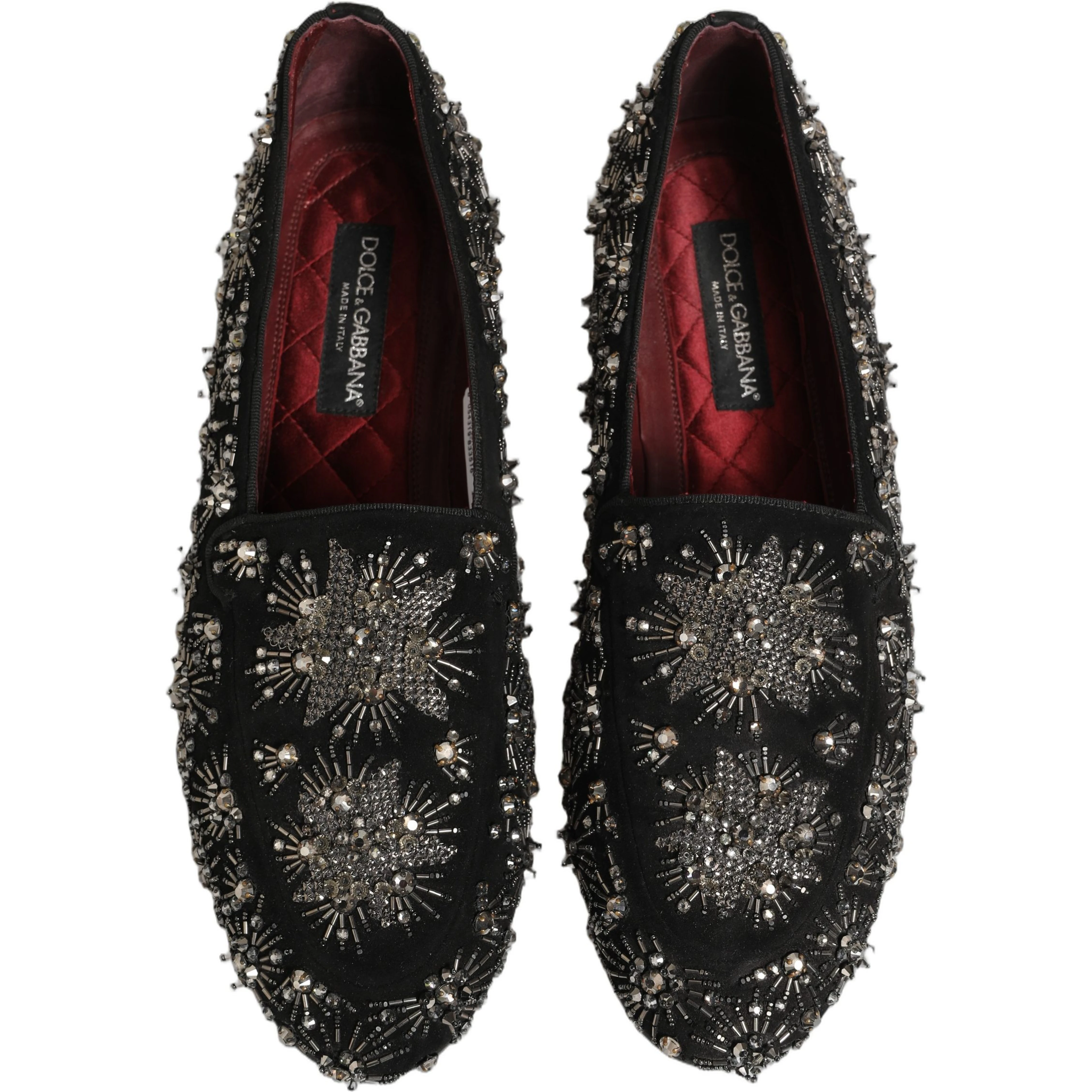 Black Crystal Embellished Dress Loafers Shoes