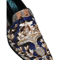 Multicolor Embroidered Sequin Loafers Shoes