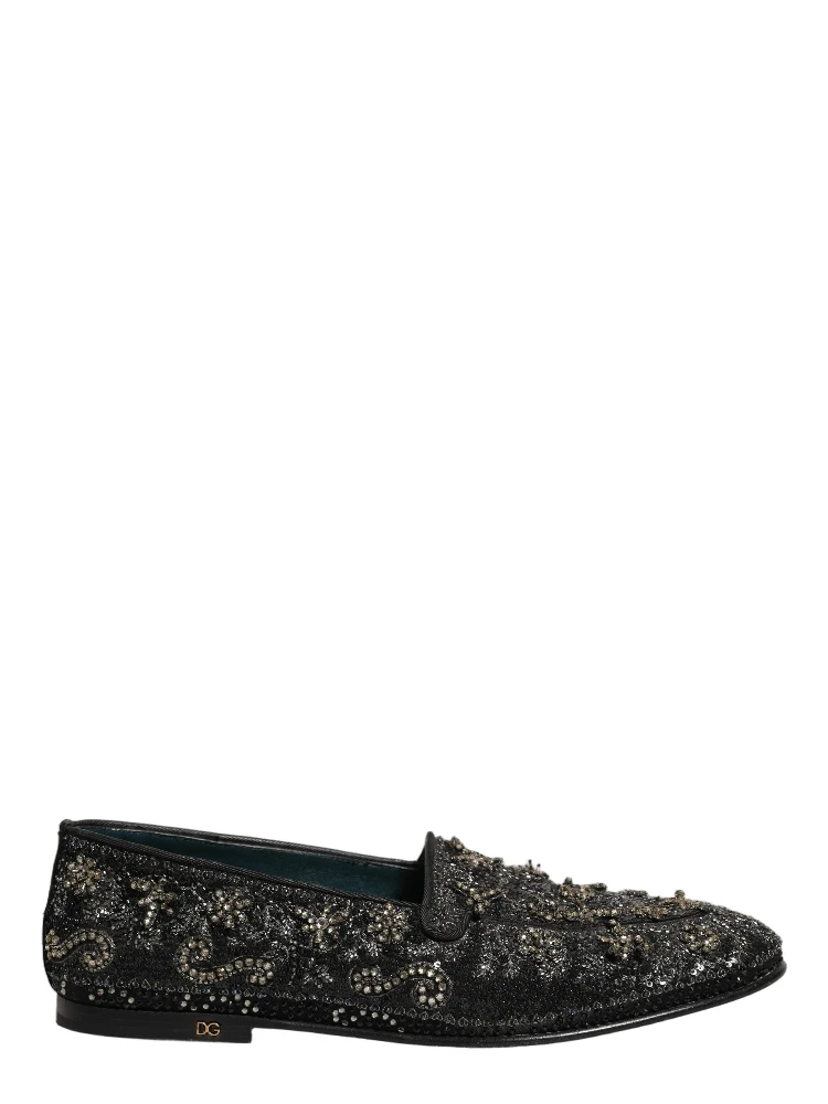 Black Rhinestone Embellished Loafers Shoes alternative