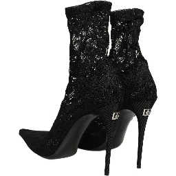 Black Socks Taormina Lace Pumps Boots Shoes