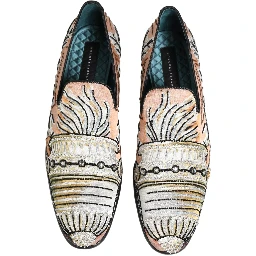 Multicolor Brocade Sequin Dress Loafers Shoes