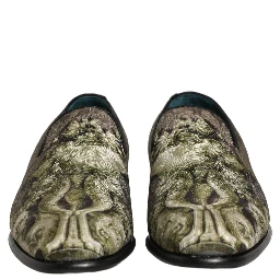 Brown Baroque Print Slip On Men Loafers Shoes