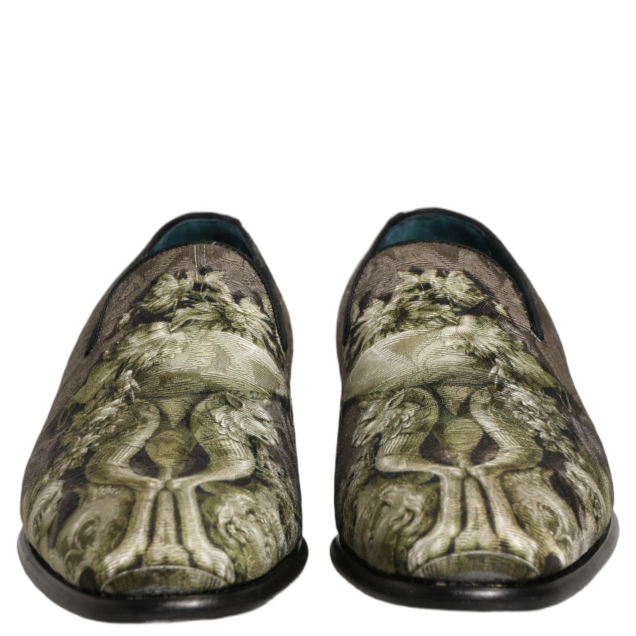 Brown Baroque Print Slip On Men Loafers Shoes