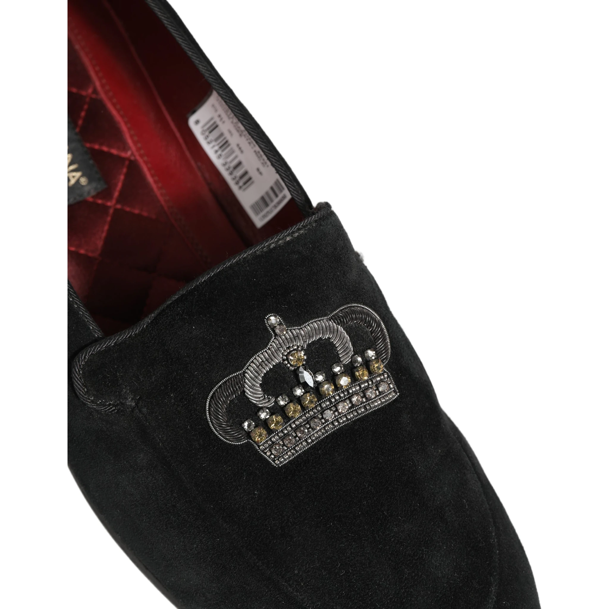 Black Crown Embellished Dress Loafers Shoes
