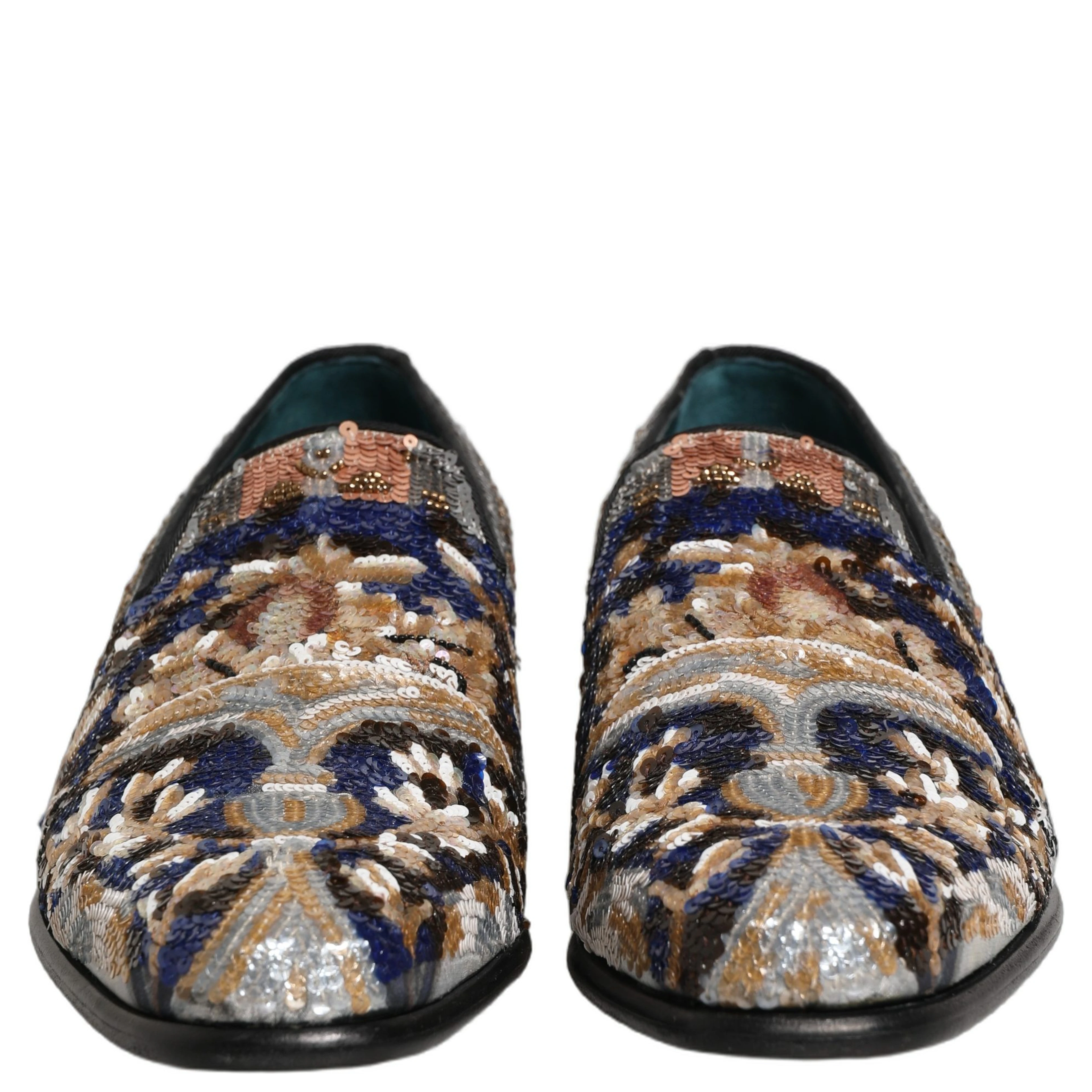 Multicolor Embroidered Sequin Loafers Shoes