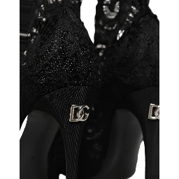 Black Socks Taormina Lace Pumps Boots Shoes
