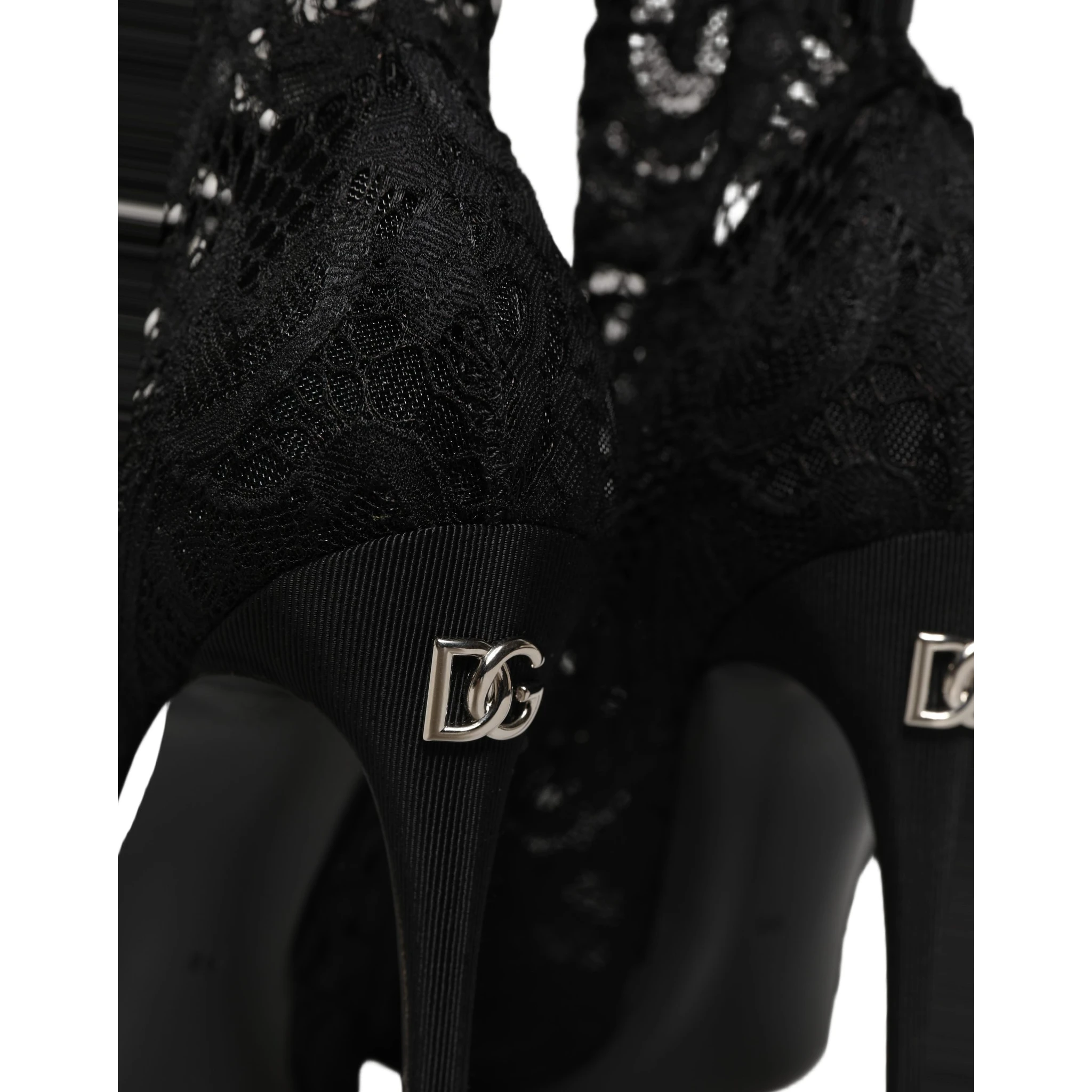 Black Socks Taormina Lace Pumps Boots Shoes