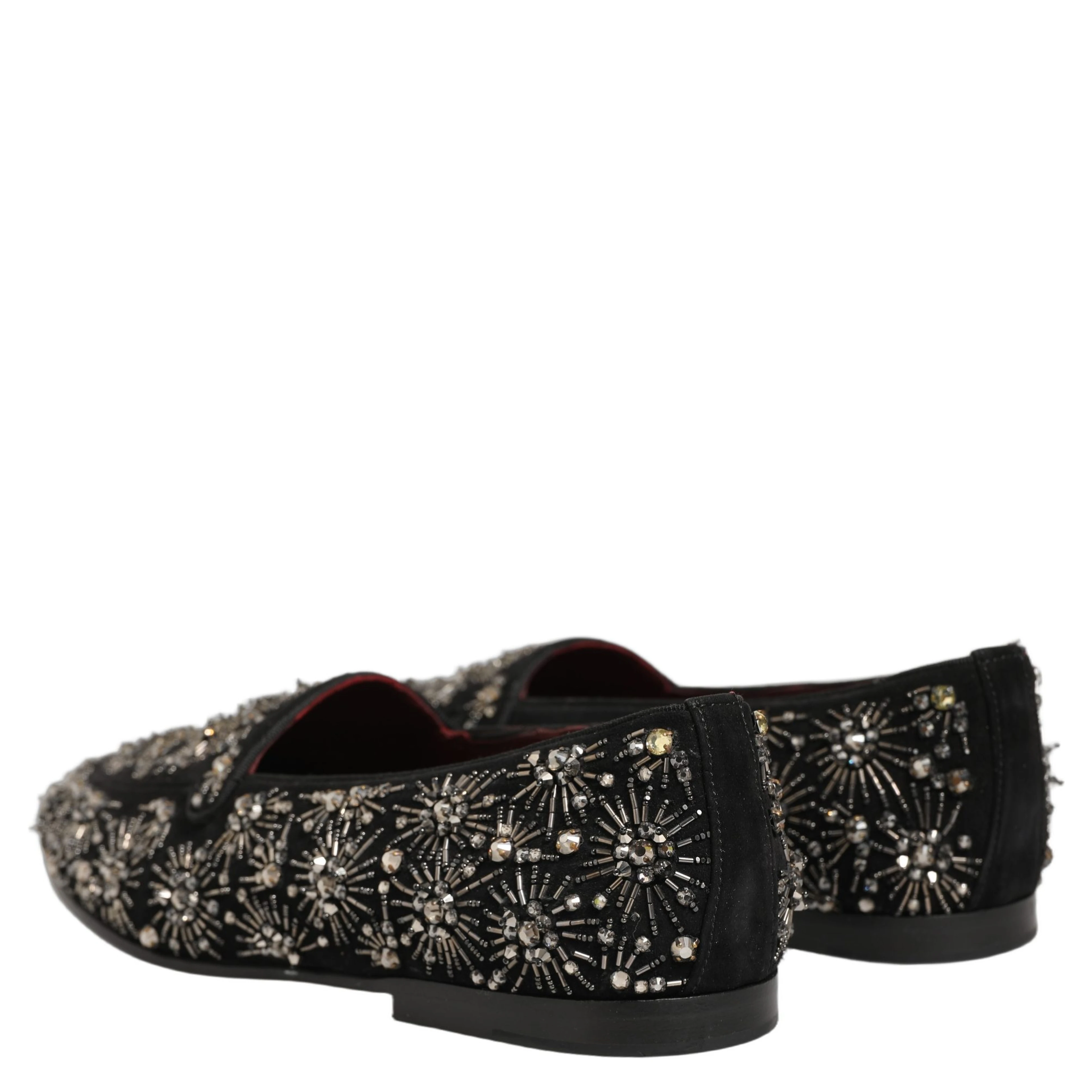 Black Crystal Embellished Dress Loafers Shoes