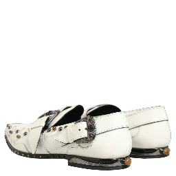 White Studded Formal Dress Monk Strap Shoes