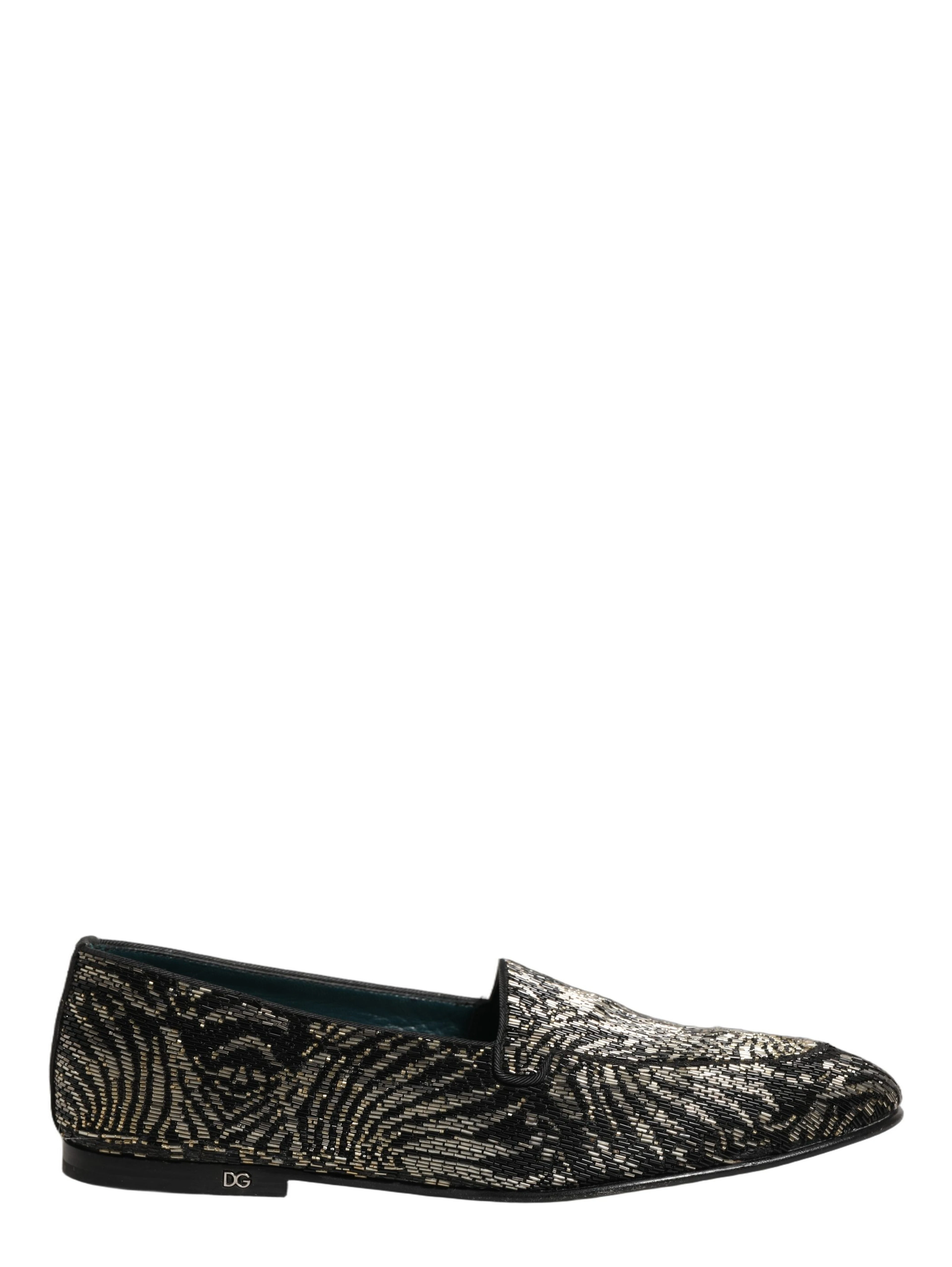 Black Silver Embellished Dress Loafers Shoes