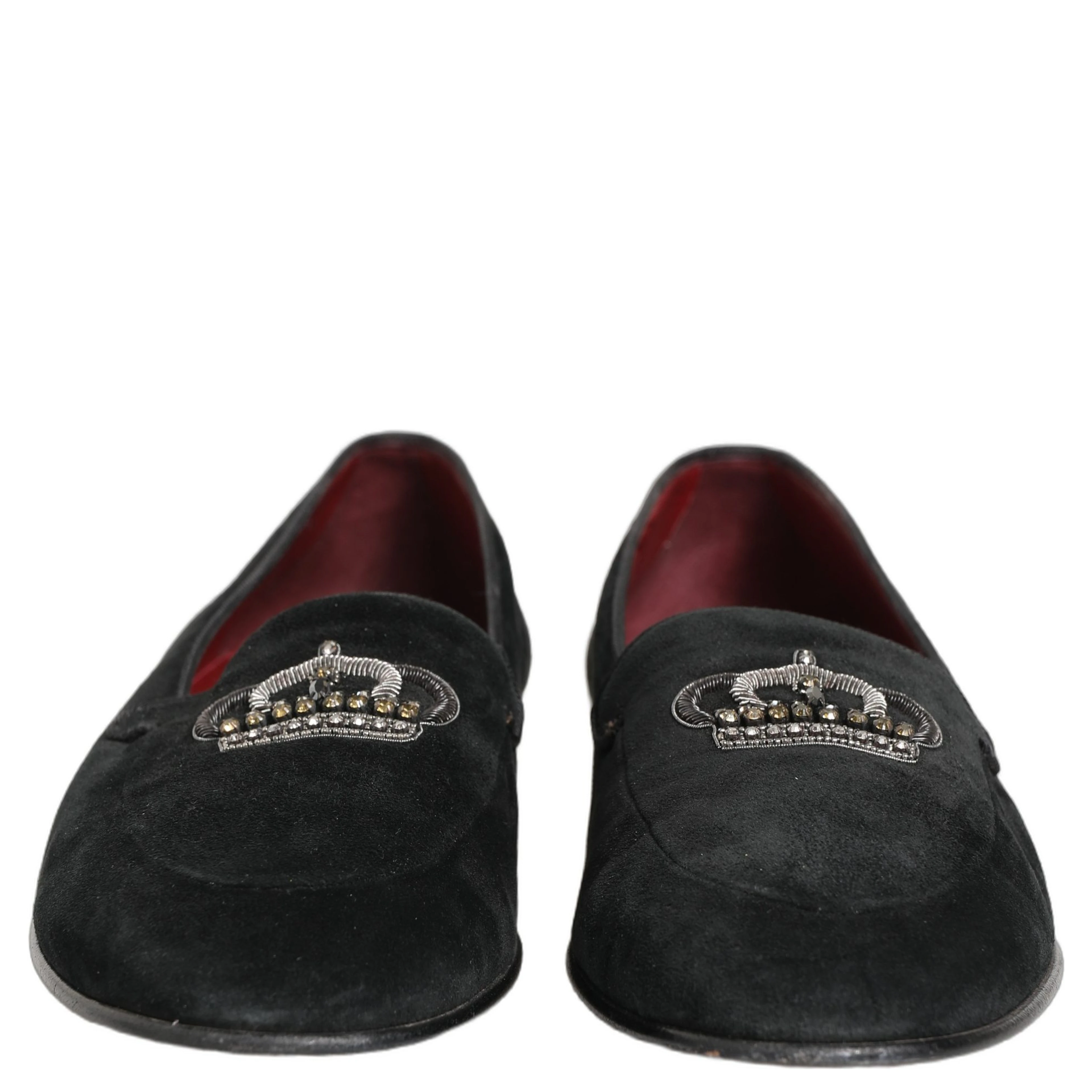 Black Crown Embellished Dress Loafers Shoes