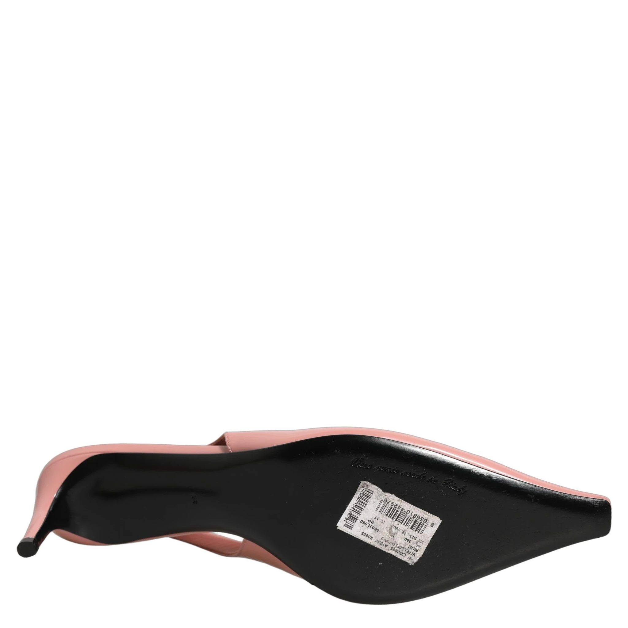 Pink Leather Mid Heels Slingbacks Shoes