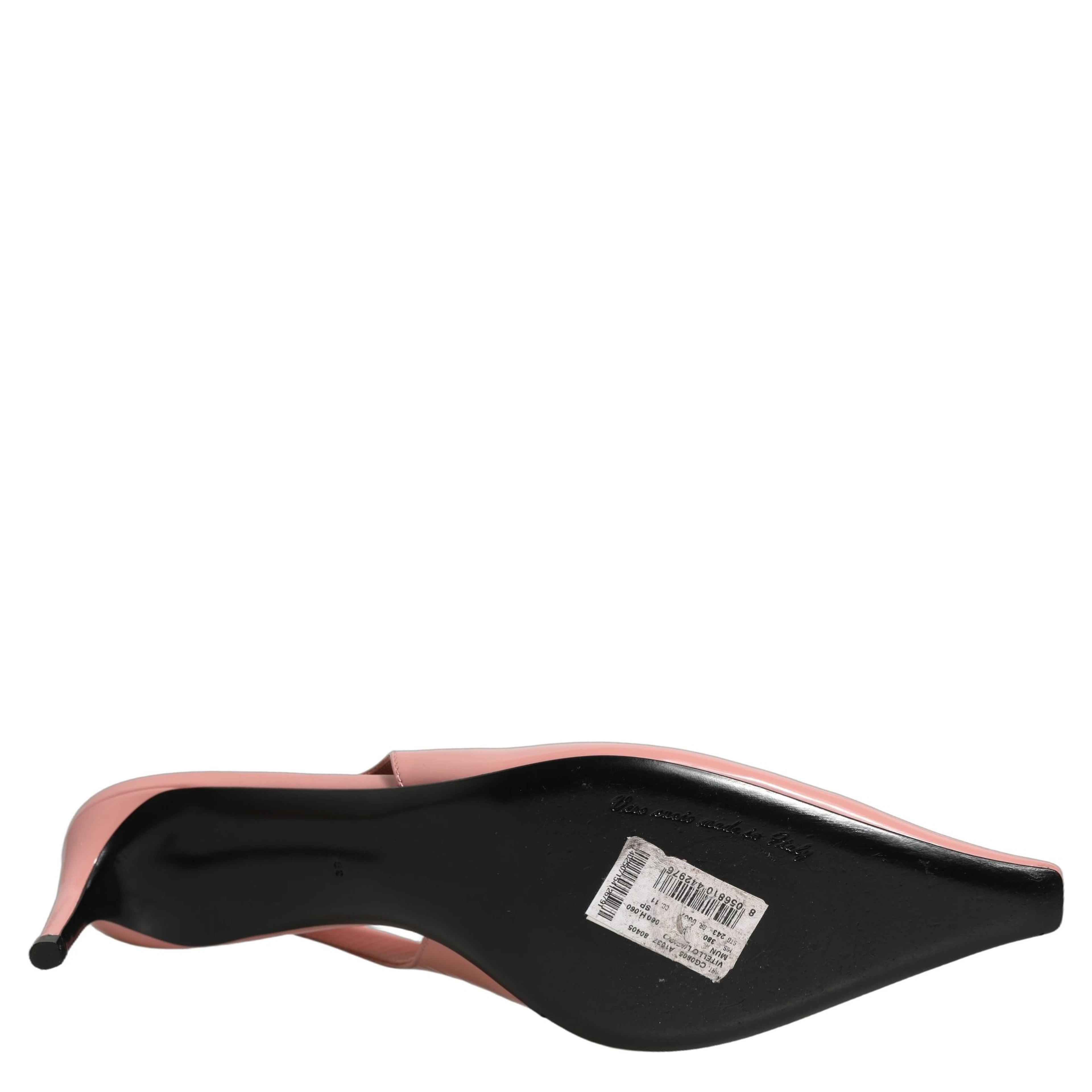 Pink Leather Mid Heels Slingbacks Shoes