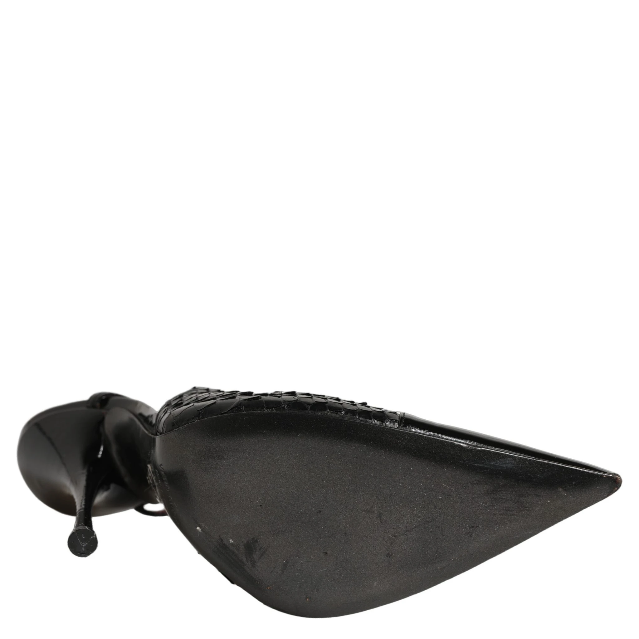 Black Exotic Patent Leather Slingback Pumps Shoes