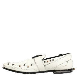 White Studded Formal Dress Monk Strap Shoes