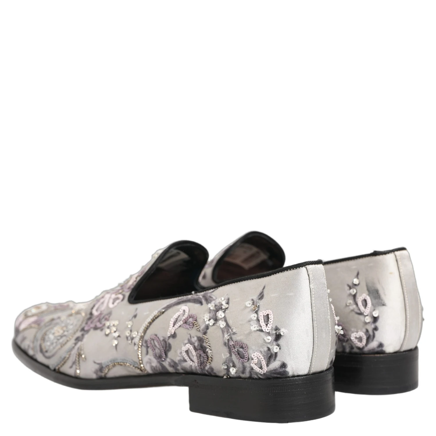 White Sequined Formal Slip On Loafers Shoes
