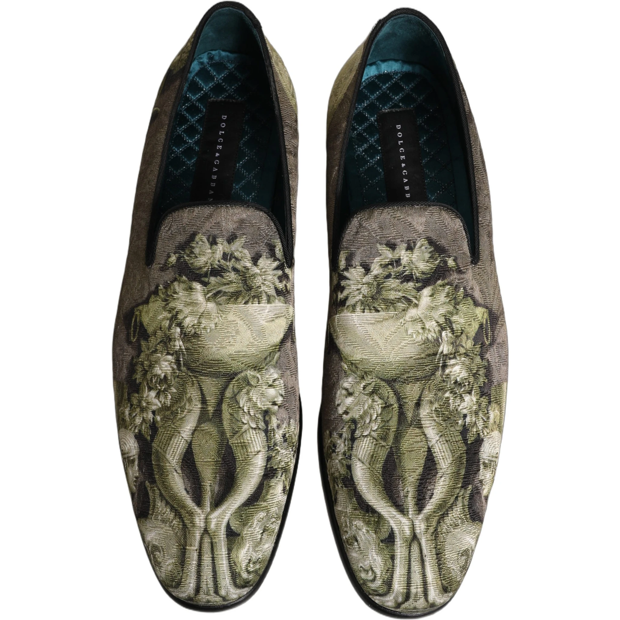 Brown Baroque Print Slip On Men Loafers Shoes