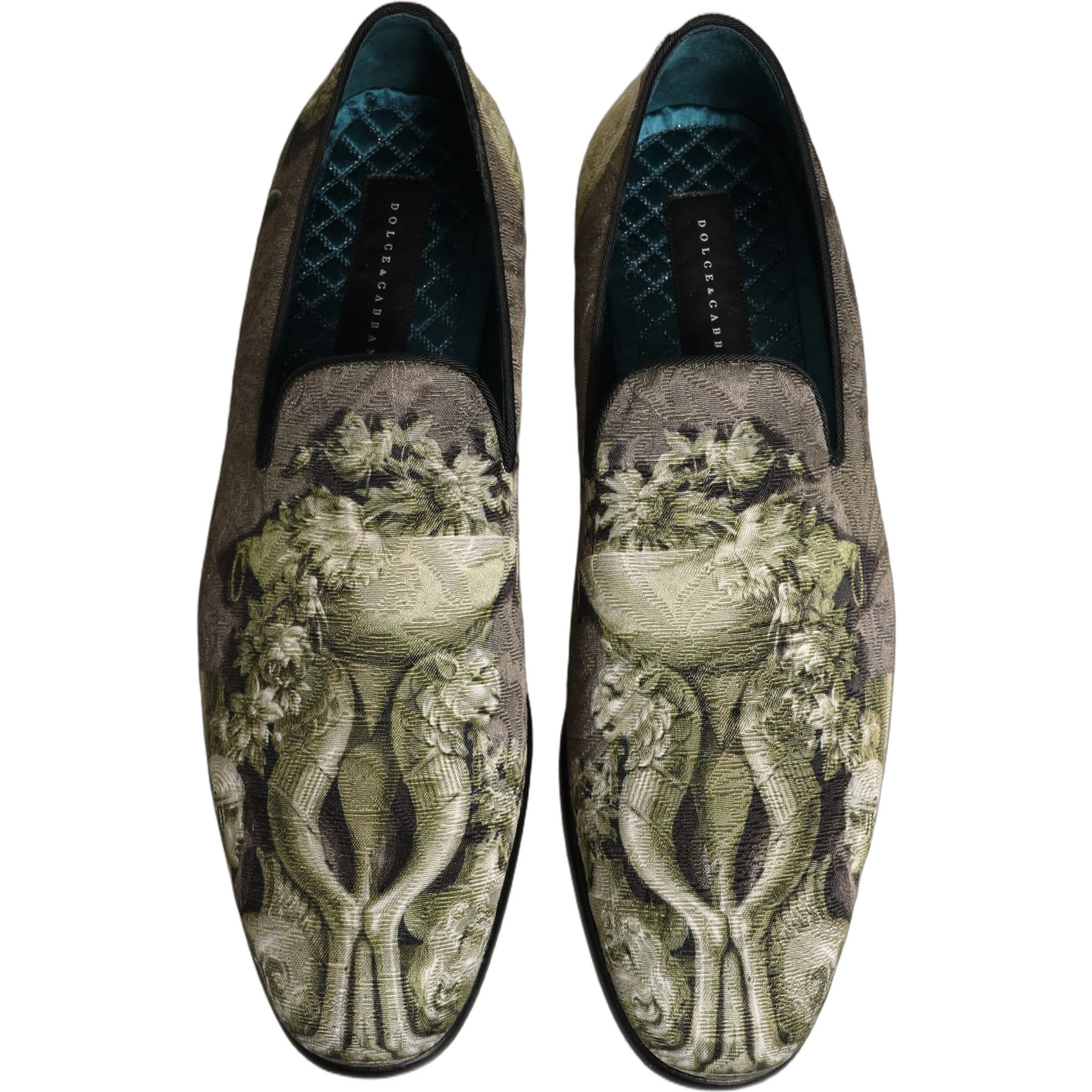 Brown Baroque Print Slip On Men Loafers Shoes