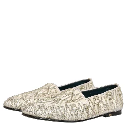 White Velvet Embroidered Dress Loafers Shoes
