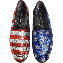 Multicolor Flag Sequin Dress Loafers Shoes