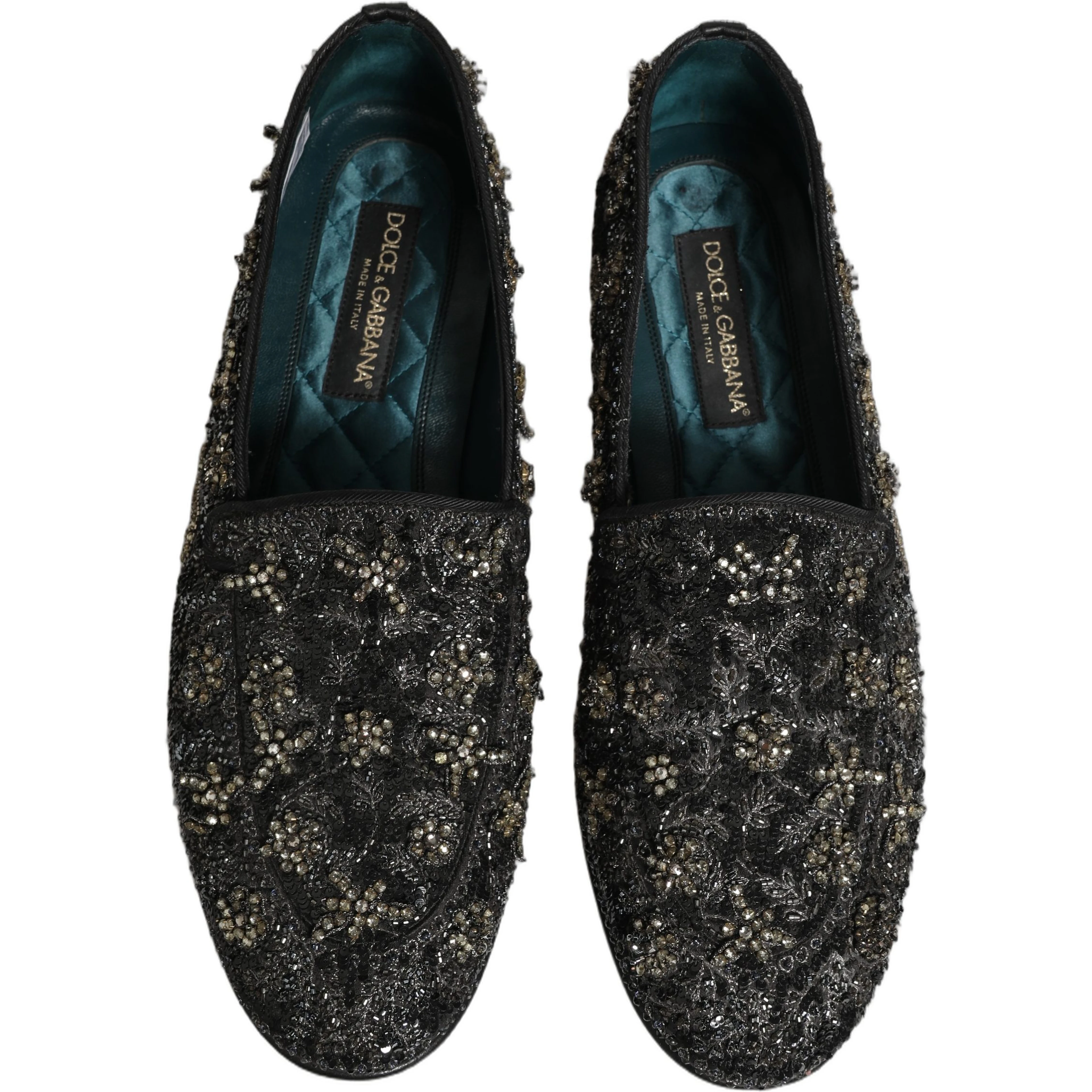 Black Rhinestone Embellished Loafers Shoes
