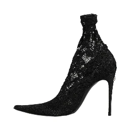 Black Socks Taormina Lace Pumps Boots Shoes
