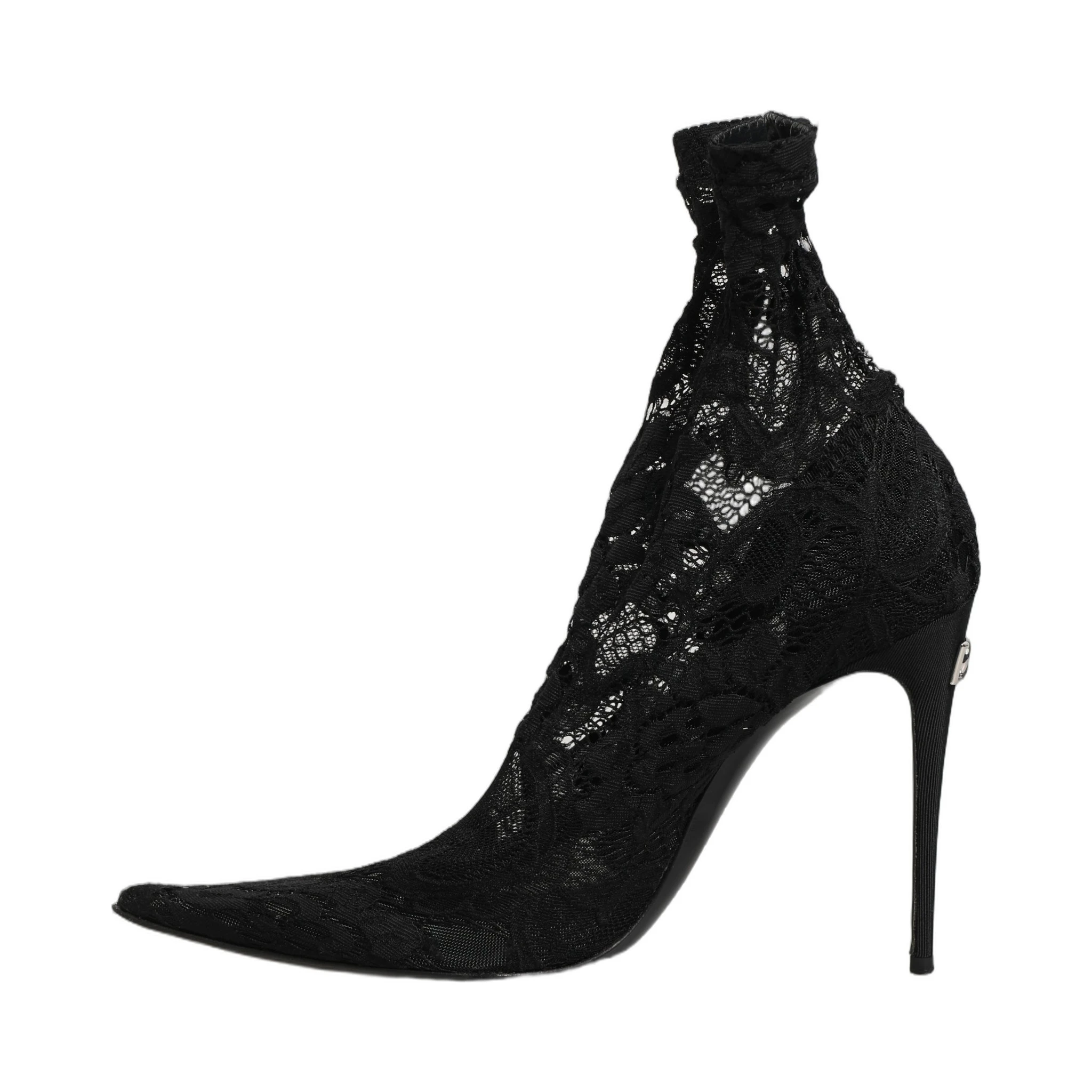 Black Socks Taormina Lace Pumps Boots Shoes