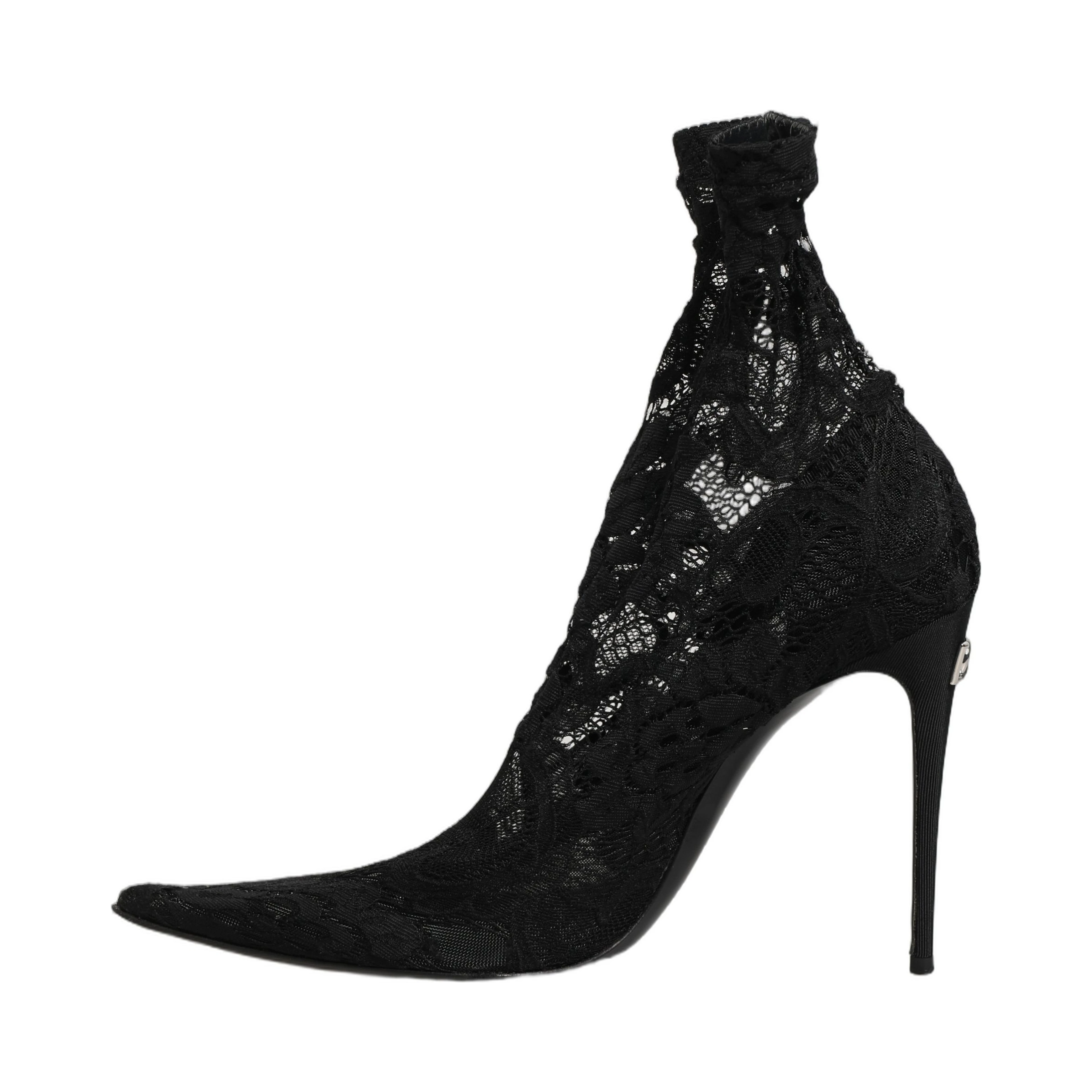 Black Socks Taormina Lace Pumps Boots Shoes