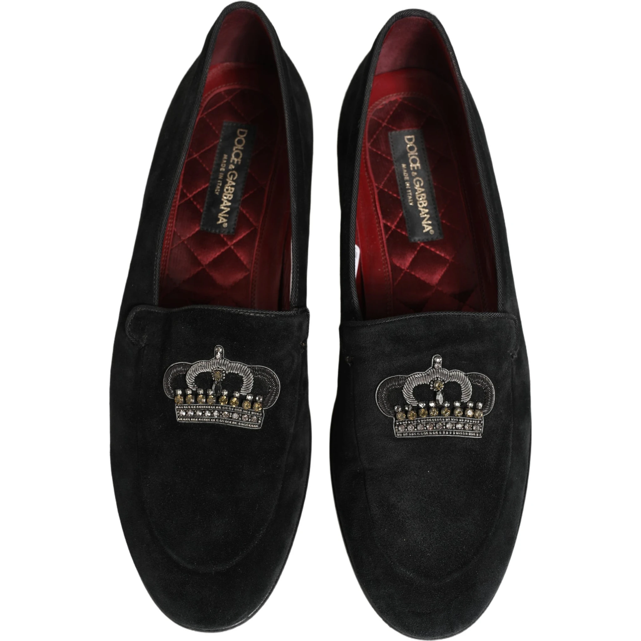 Black Crown Embellished Dress Loafers Shoes