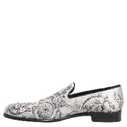 White Sequined Formal Slip On Loafers Shoes