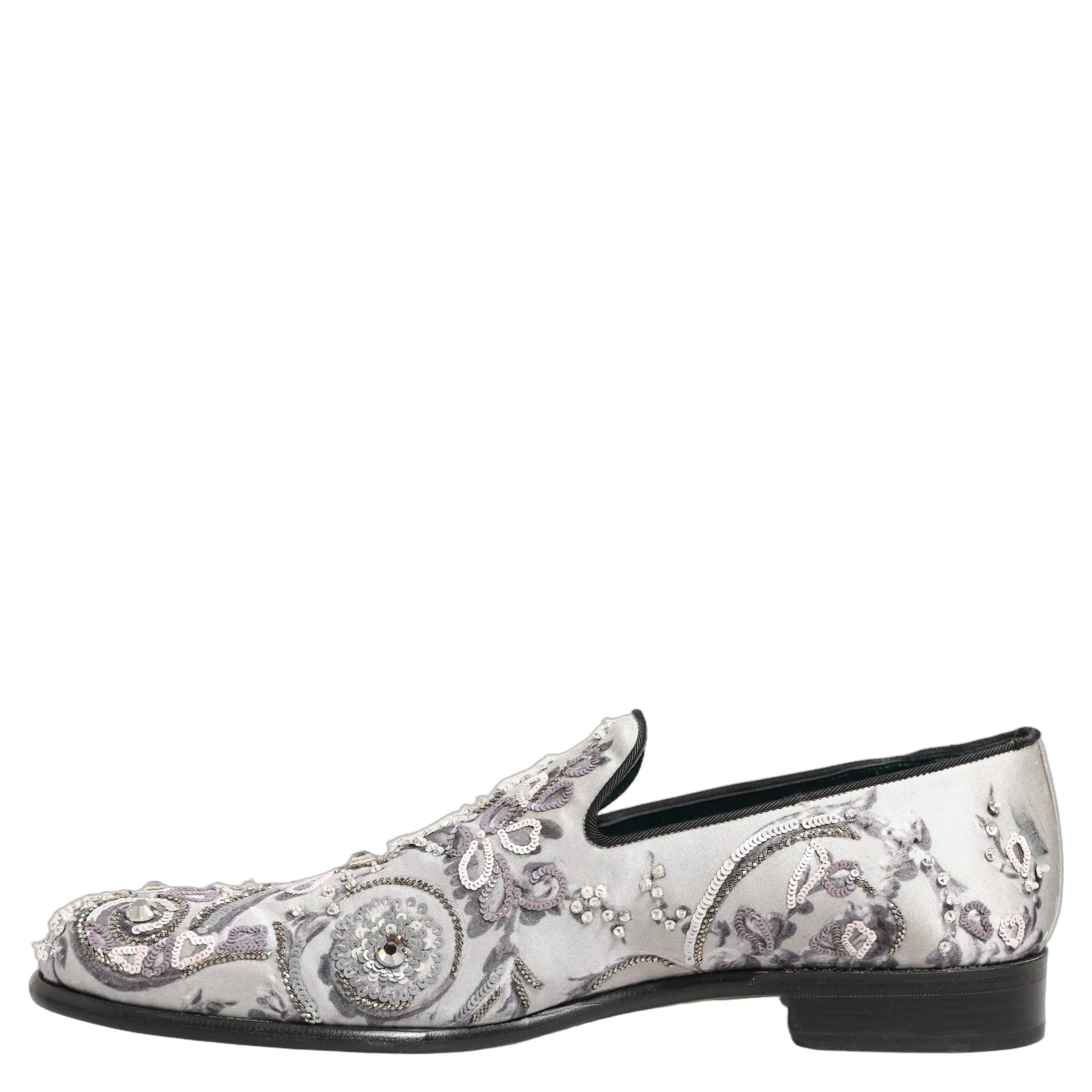 White Sequined Formal Slip On Loafers Shoes