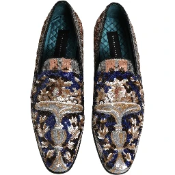 Multicolor Embroidered Sequin Loafers Shoes