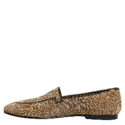 Gold Crystal Embellished Men Loafers Shoes