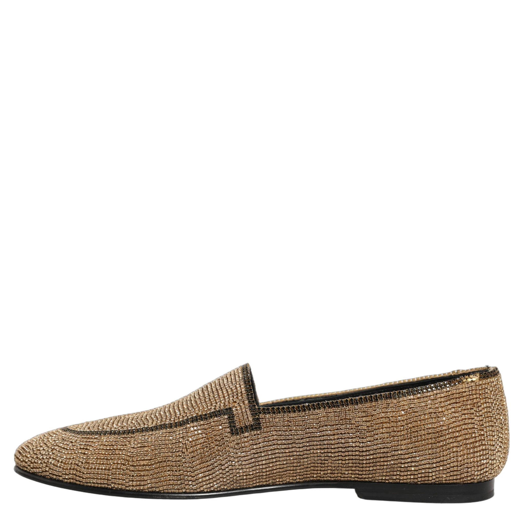 Gold Crystal Embellished Men Loafers Shoes