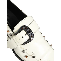 White Studded Formal Dress Monk Strap Shoes