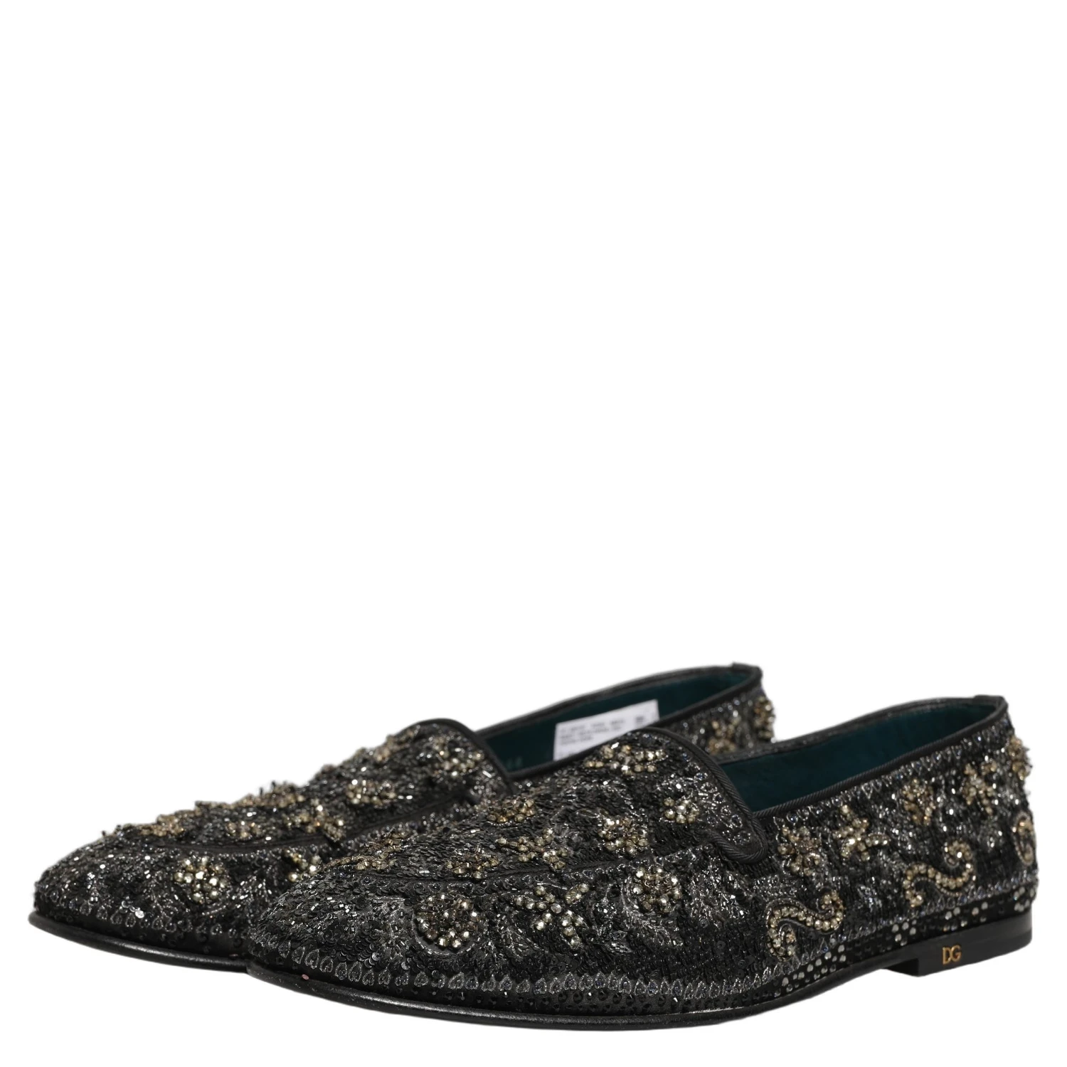 Black Rhinestone Embellished Loafers Shoes