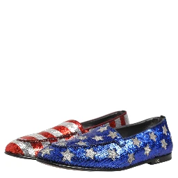 Multicolor Flag Sequin Dress Loafers Shoes