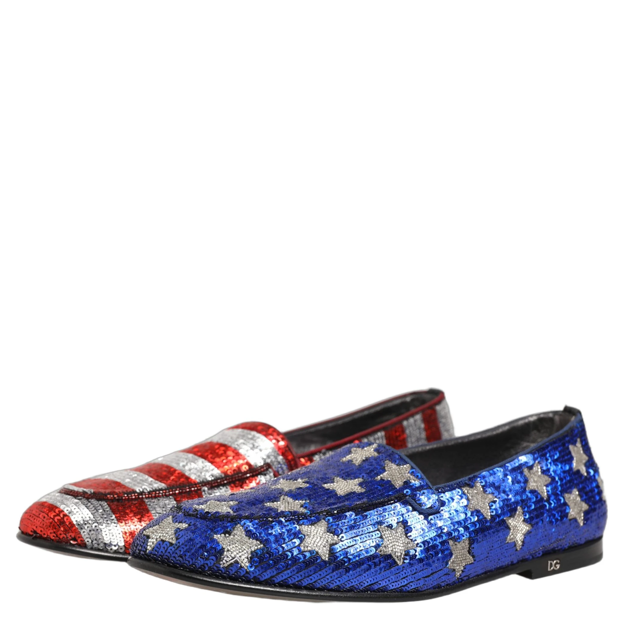 Multicolor Flag Sequin Dress Loafers Shoes