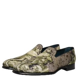 Brown Baroque Print Slip On Men Loafers Shoes