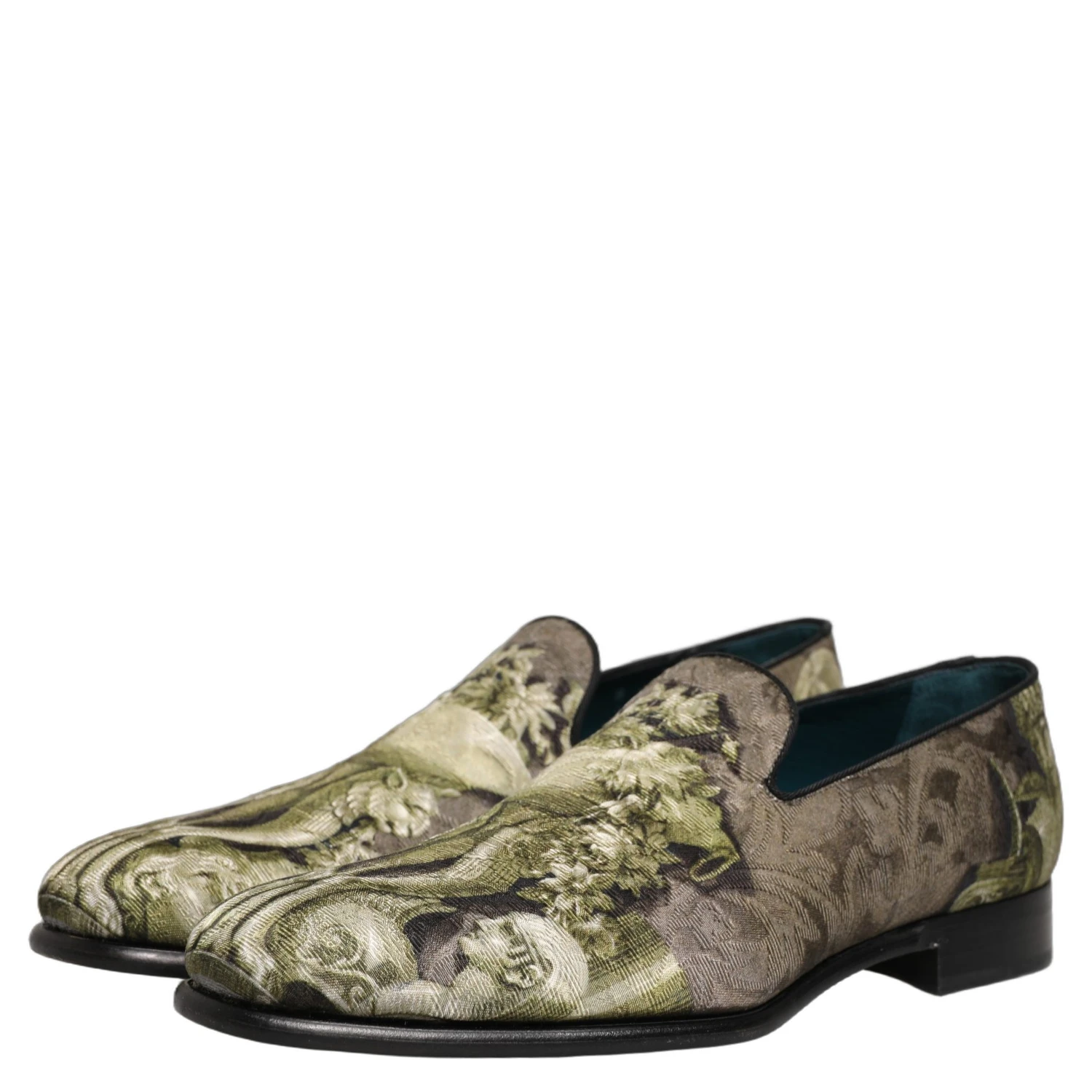 Brown Baroque Print Slip On Men Loafers Shoes