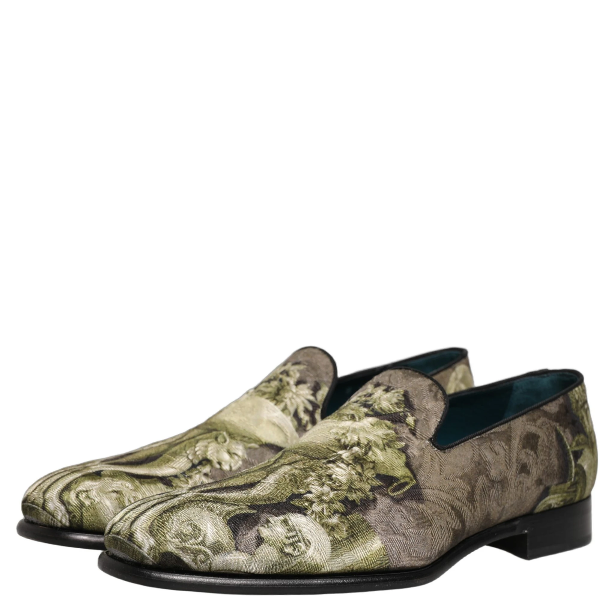 Brown Baroque Print Slip On Men Loafers Shoes