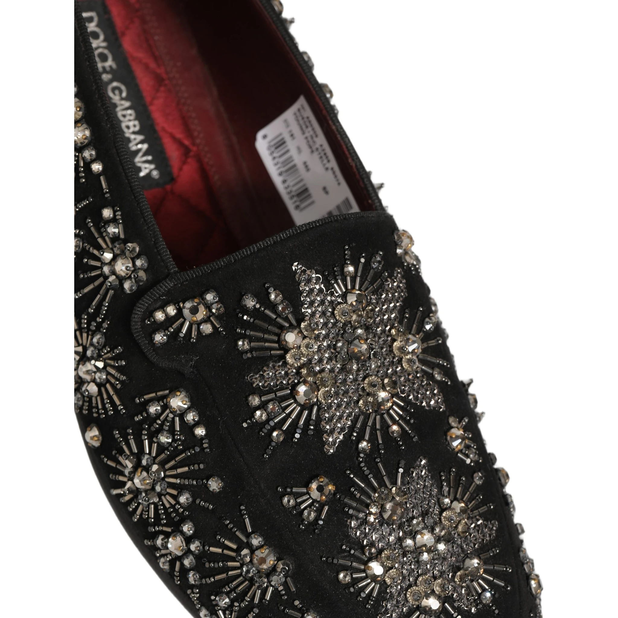 Black Crystal Embellished Dress Loafers Shoes